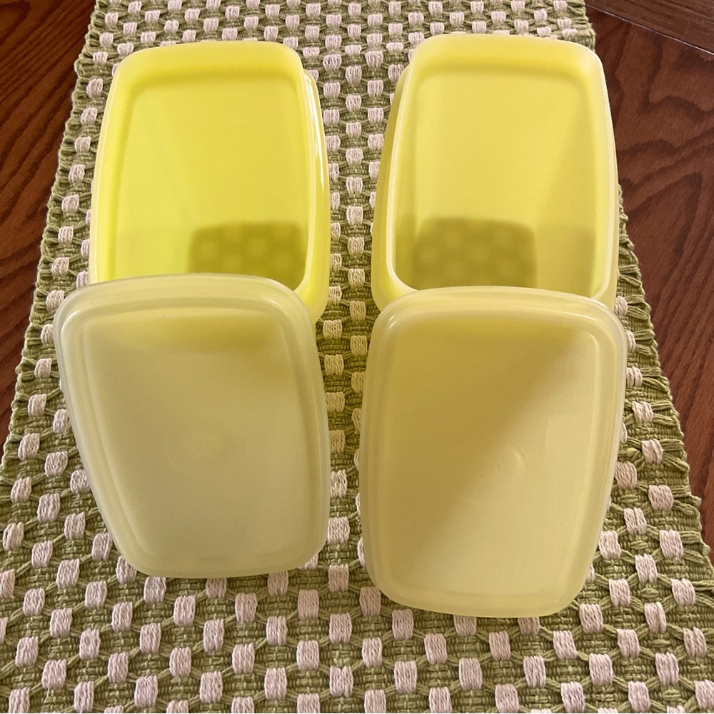 Tupperware Vintage Rectangle Stackable Shelf Saver w/Lid - Set of 2